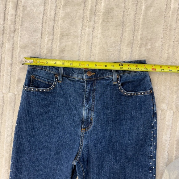 NYDJ Bootcut Medium Wash High Rise Rhinestones Jeans Size 10 - Picture 3 of 6